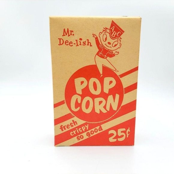 Vintage Popcorn Box Container Mr Dee Lish Home ABC - Picture 1 of 10